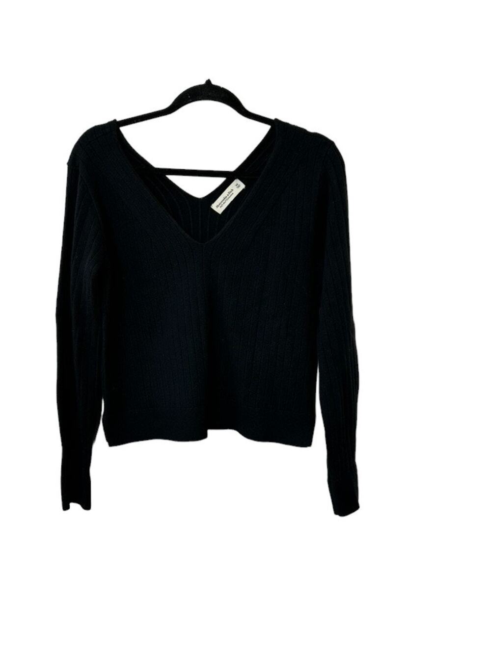 Abercrombie & Fitch Soft Collection Black Front & Back Deep V Sweater Sz XS